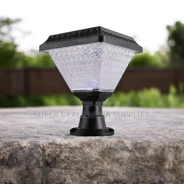 Solar Powered Outdoor Post Lamp With Diamond Design