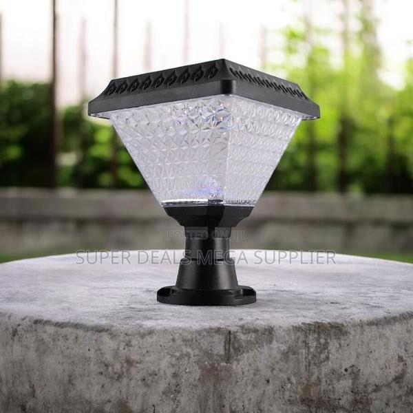 Solar Garden Post Light With Decorative Diamond Pattern