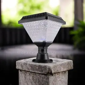 Waterproof Solar Led Fence Post Light With Crystal Shade