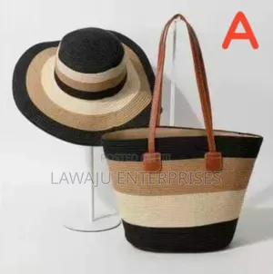 Summer Straw Woven Beach Bag And Hat