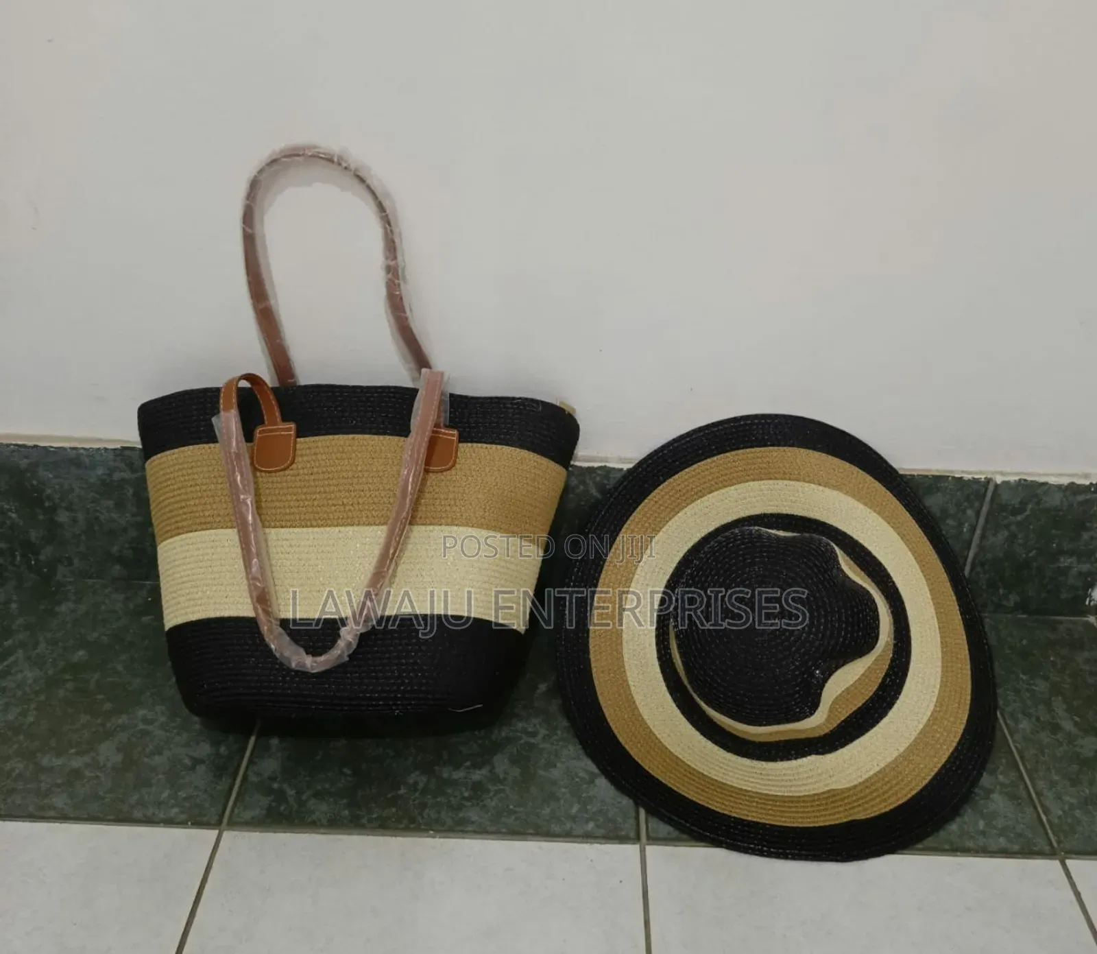Summer Straw Woven Beach Bag And Hat