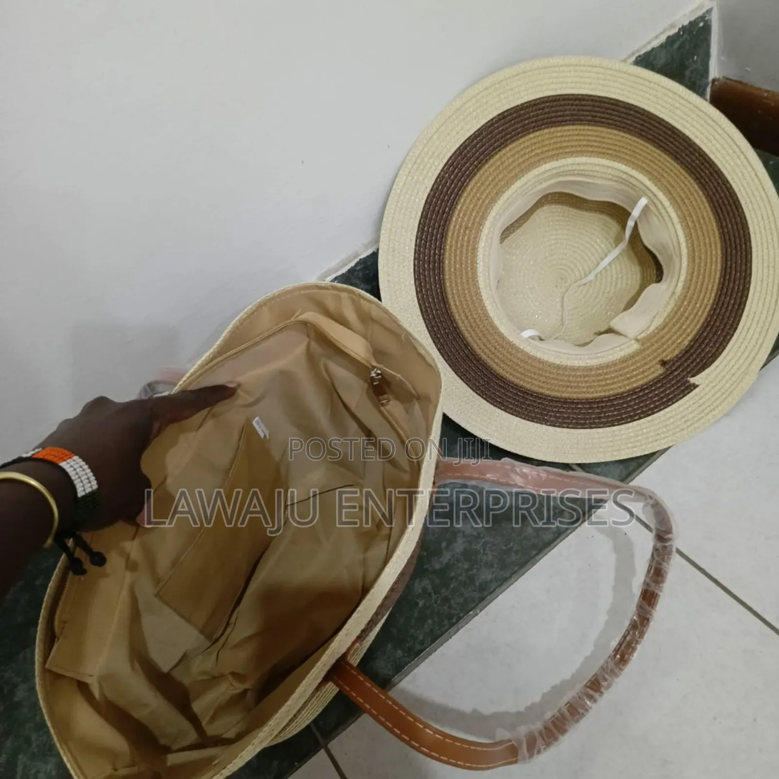 Summer Straw Woven Beach Bag And Hat