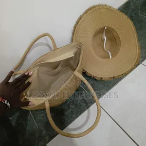 Summer Straw Woven Beach Bag And Hat