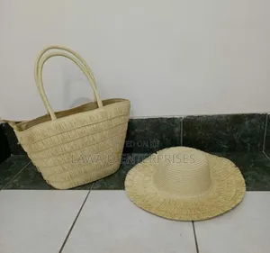Summer Straw Woven Beach Bag And Hat