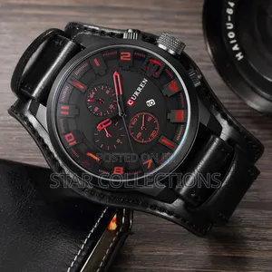 Black Curren 8225 Leather Watch for Men