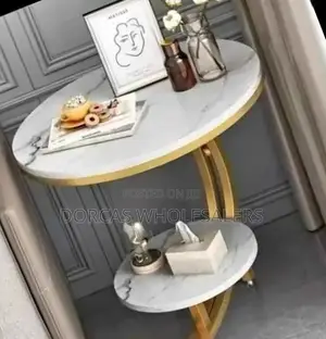 White Round Shaped Console Table Big and Small Together