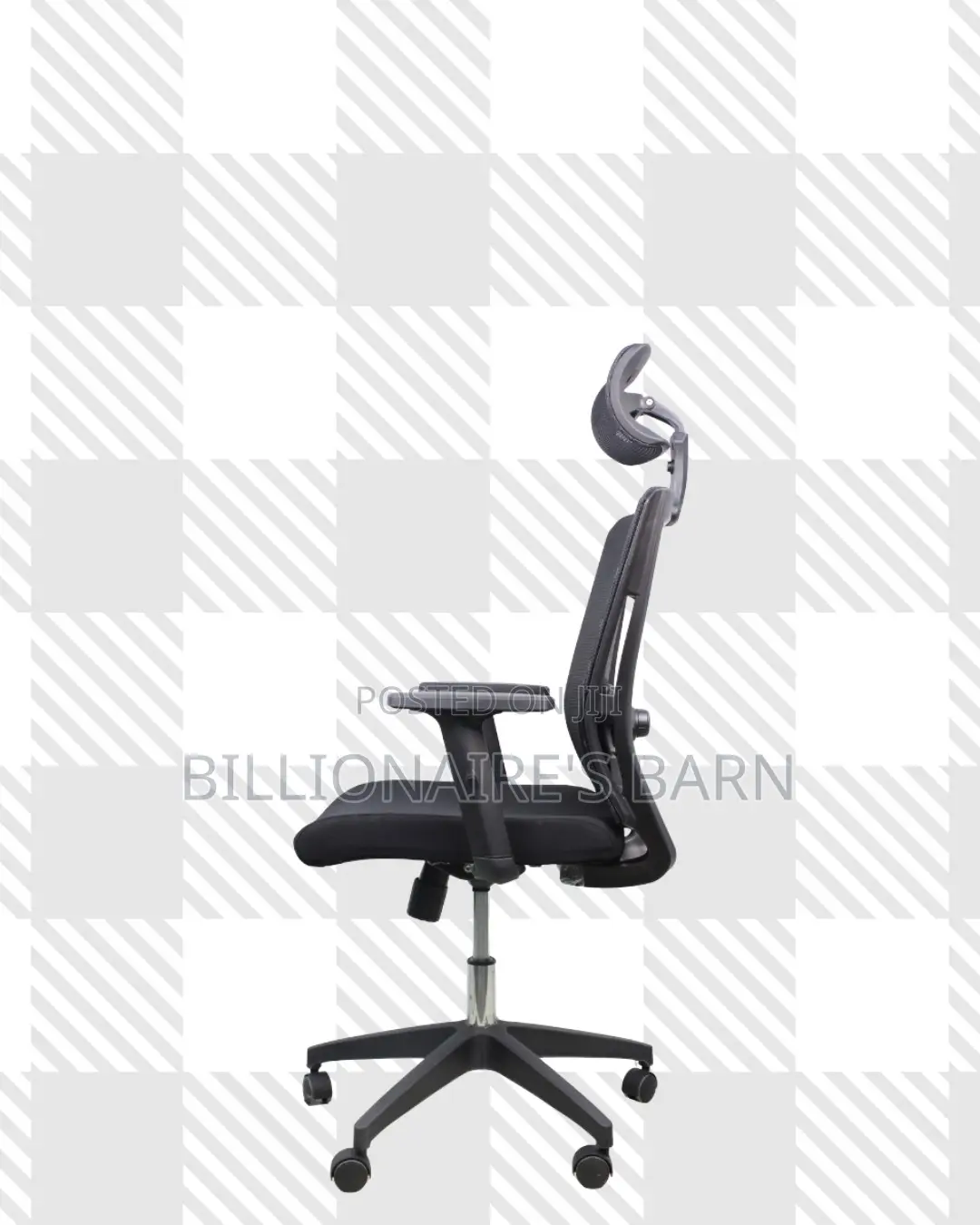 Black Ergonomic Work Chair • Clean Look, Adjustable Headrest Support