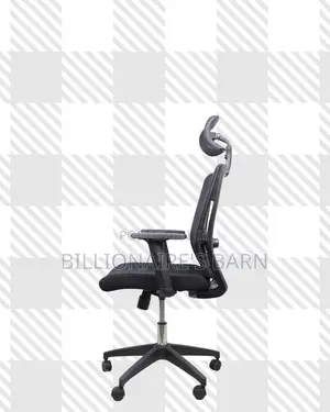 Black Ergonomic Work Chair • Clean Look, Adjustable Headrest Support