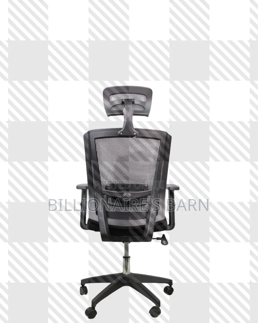 Black Ergonomic Work Chair • Clean Look, Adjustable Headrest Support