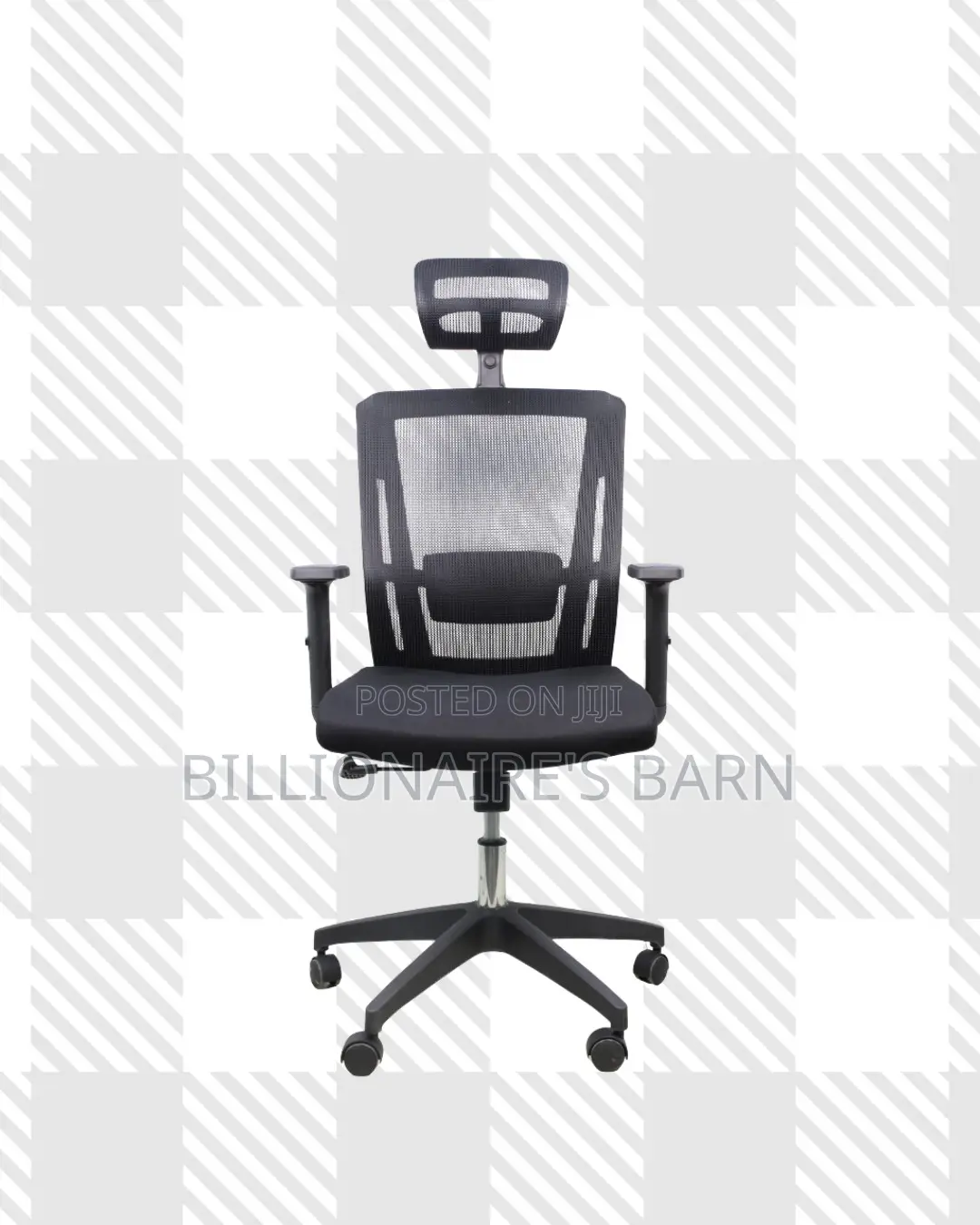 Black Ergonomic Work Chair • Clean Look, Adjustable Headrest Support