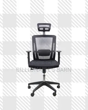 Black Ergonomic Work Chair • Clean Look, Adjustable Headrest Support