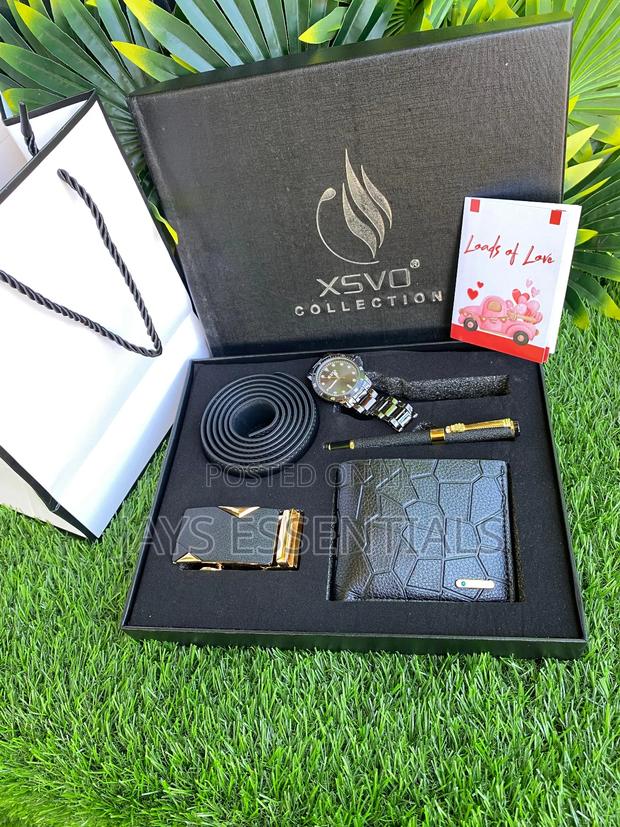 4pc Watch , Belt Wallet Mens Valentines Gift Set
