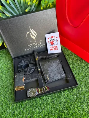 4pc Watch , Belt Wallet Mens Valentines Gift Set