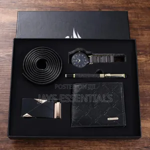4pc Watch , Belt Wallet Mens Valentines Gift Set