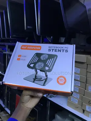 Rotating Laptop Cooling Stand -Dual Fans, Aluminum, for Gaming Demos