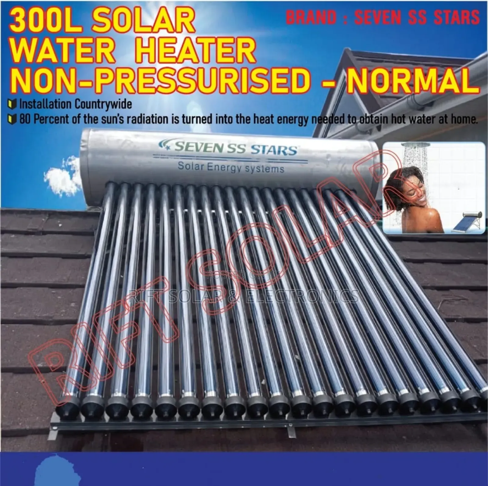 300 Litres Piped Stainless Steel Non Pressurized Water Heater