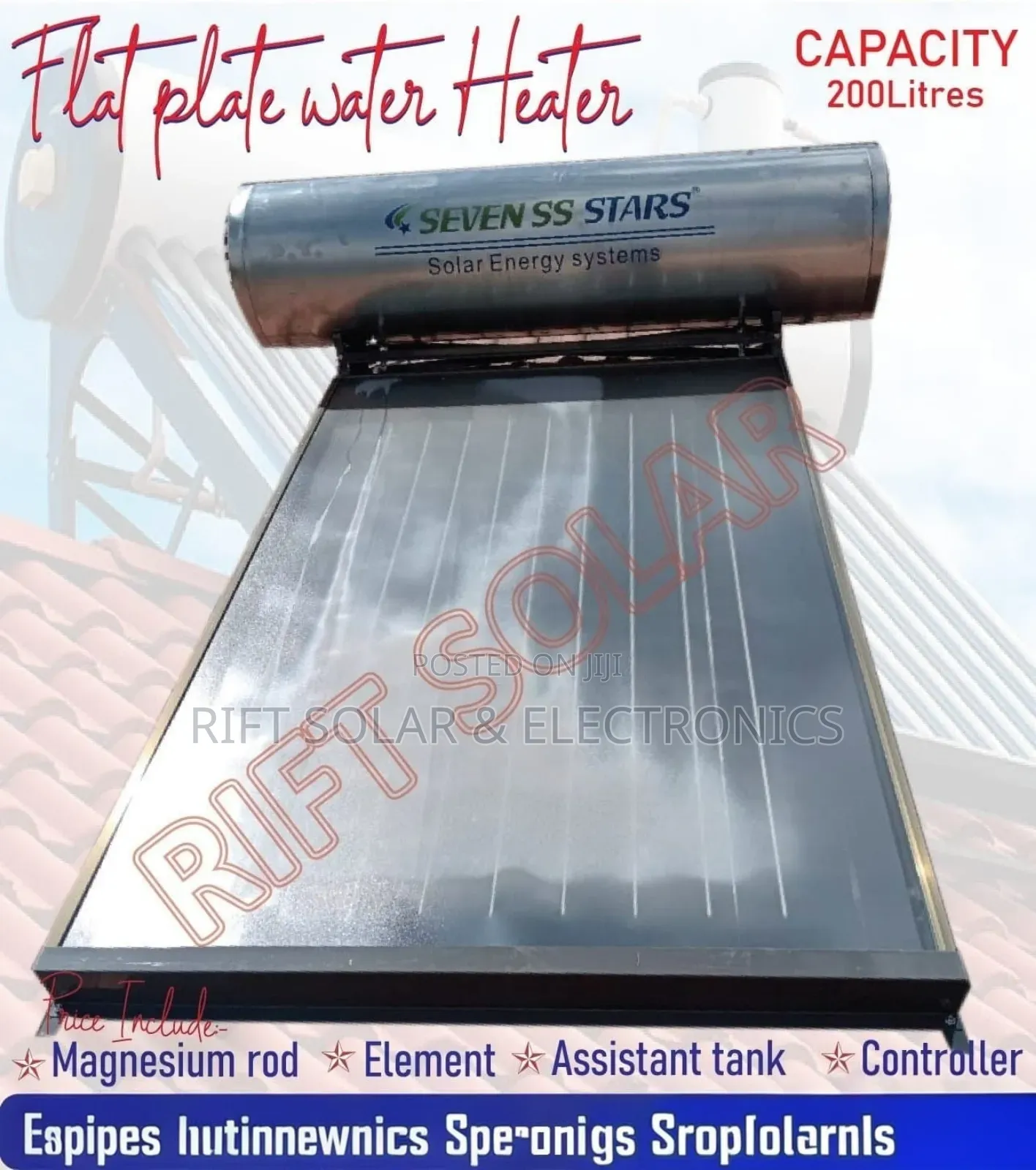 200 Litres Flat Plate Stainless Steel Pressurized Water Heater