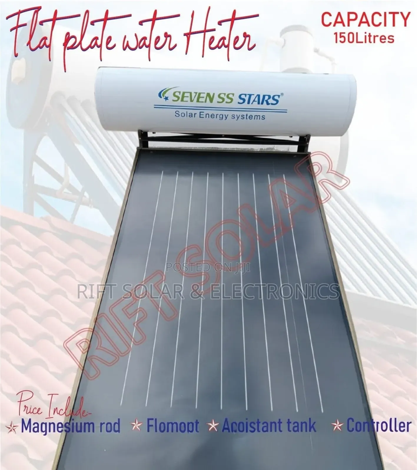 150 Flat Plate Stainless Steel Pressurized Water Heater