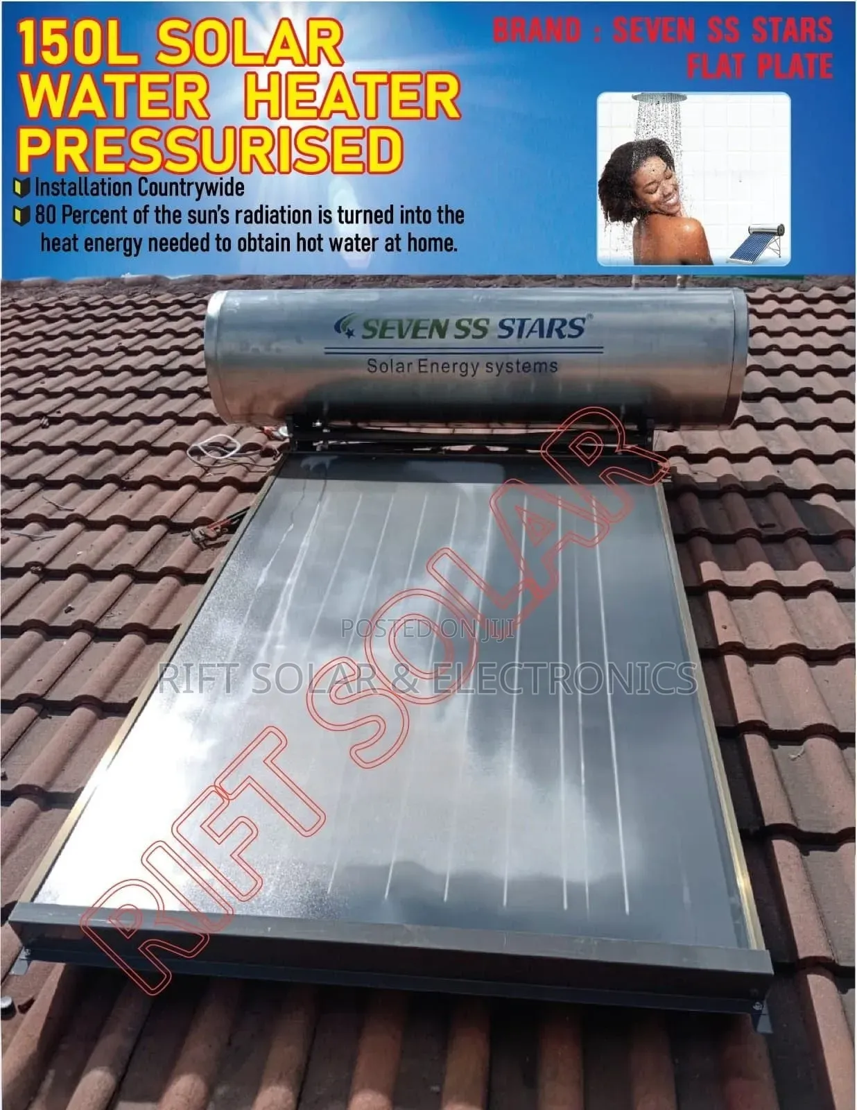 150 Litres Flat Plate Stainless Steel Pressurized Water Heater