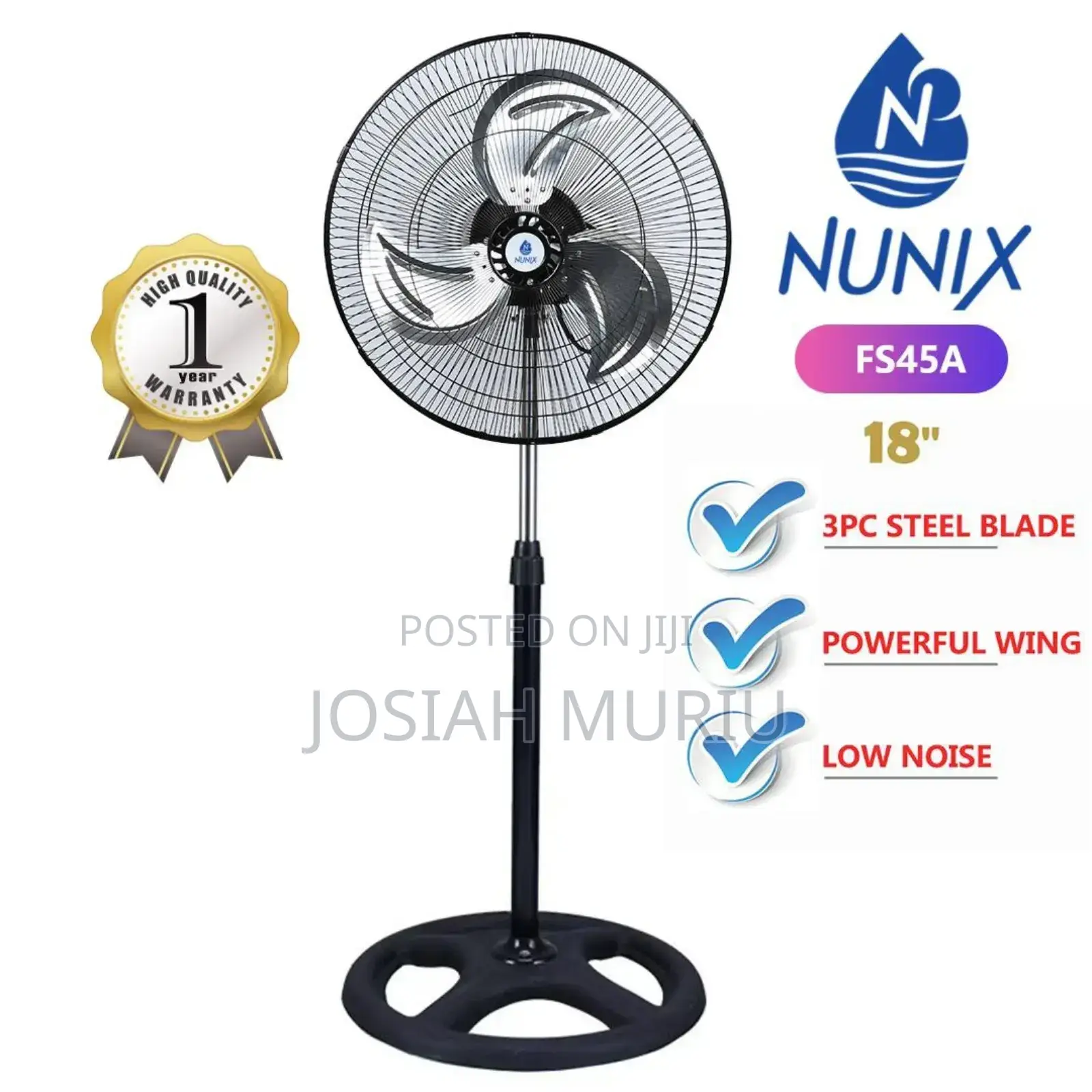 Nunix 18 Inches Free Standing Fan With Steel Blade
