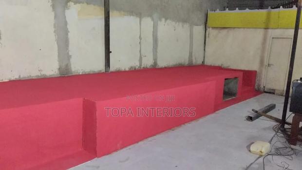 Raised Church Altar Decoration Wall to Wall Red Carpets