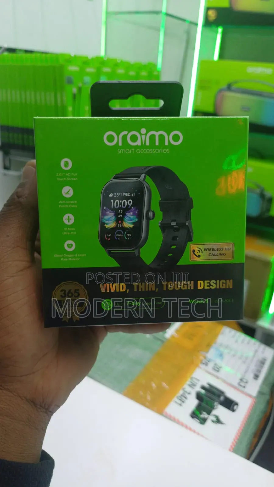 Oraimo Watch 5 2.01" Hd Panda Glass 1atm Waterproof Smart Watch