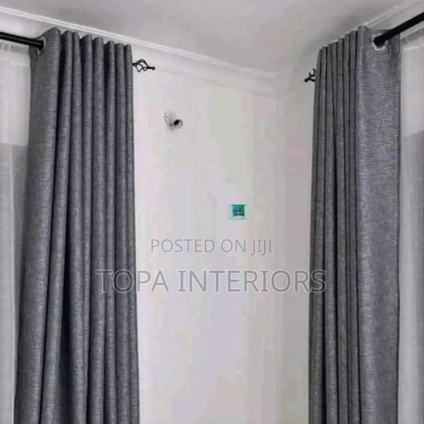 Dark Grey Linen Fabric Curtains for Living Room