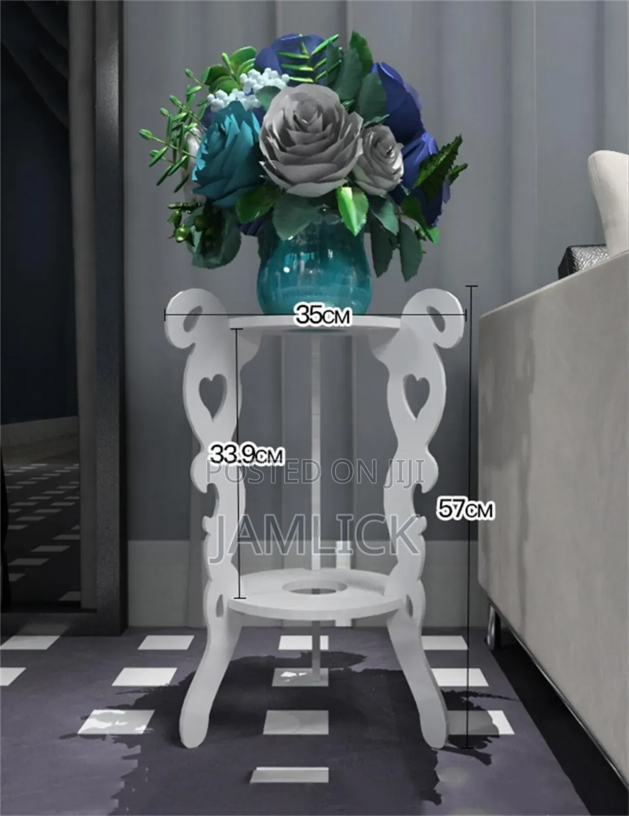 3-Legged 2-Layer White Decor Table - Pm