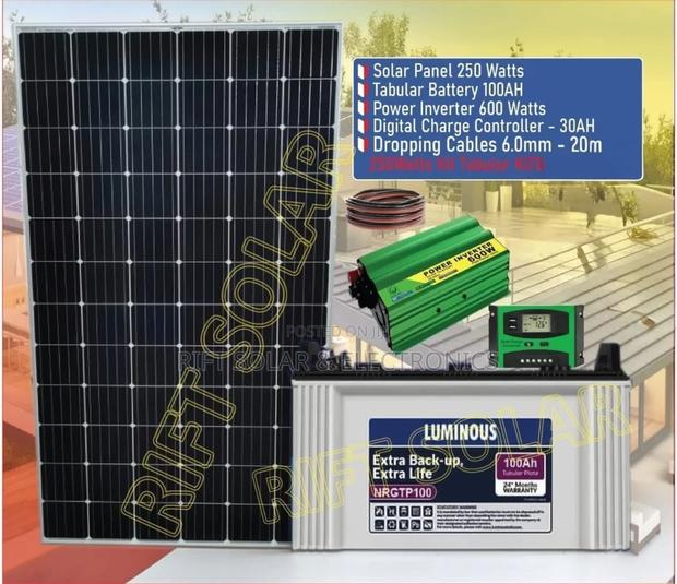 250w Solar - 100ah Tubular Battery - 600w Inverter Full Package - main view