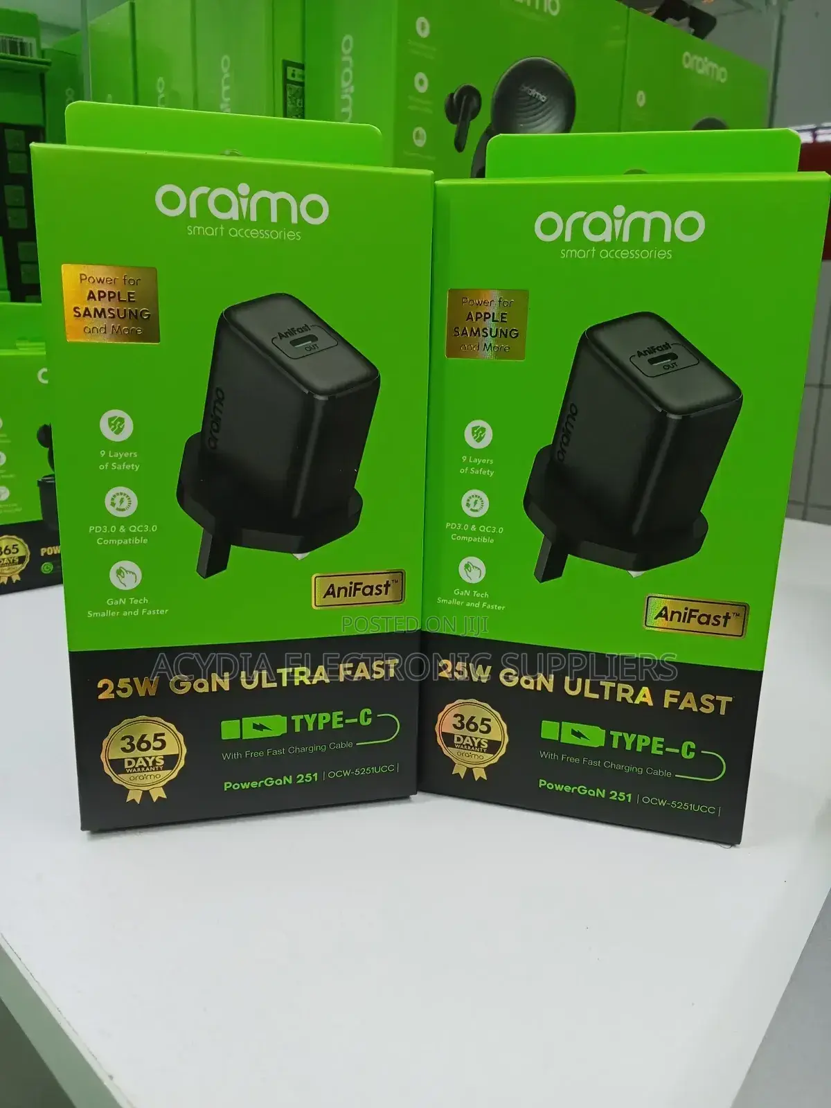 Oraimo 25w Gan Ultra Fast Phone Wall Charger With Type C to C Cable