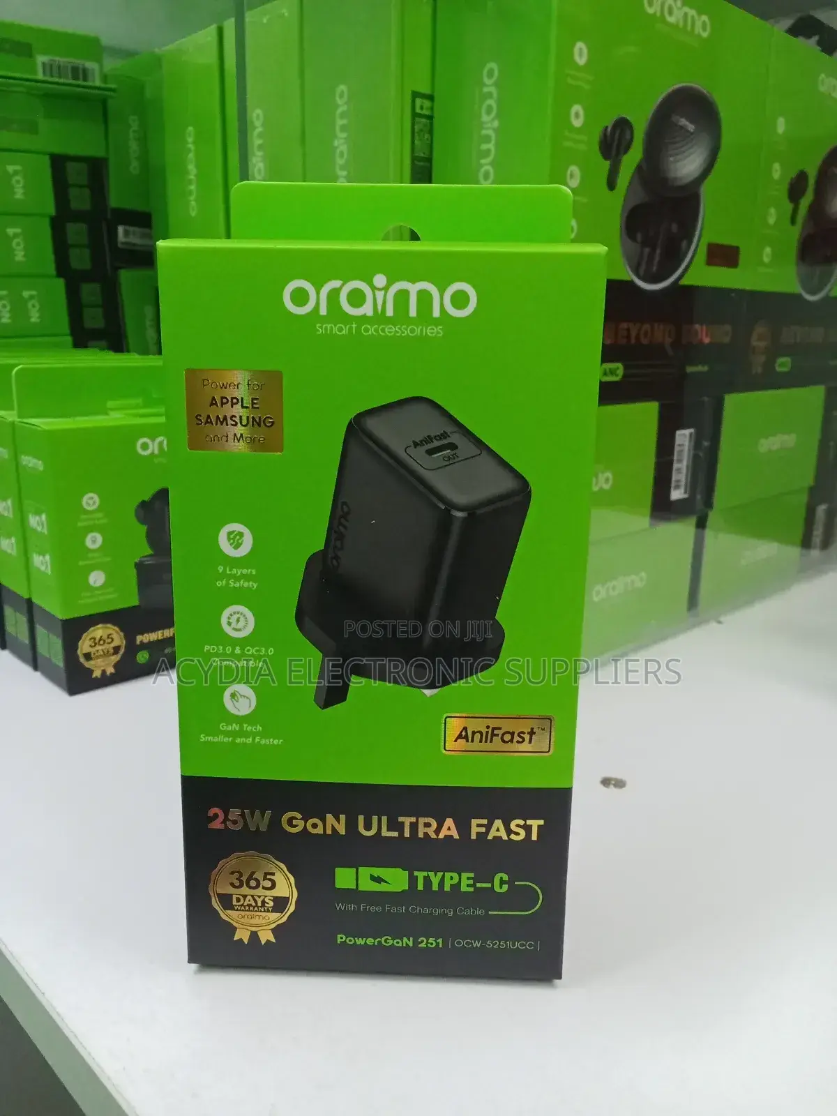 Oraimo 25w Gan Ultra Fast Phone Wall Charger With Type C to C Cable