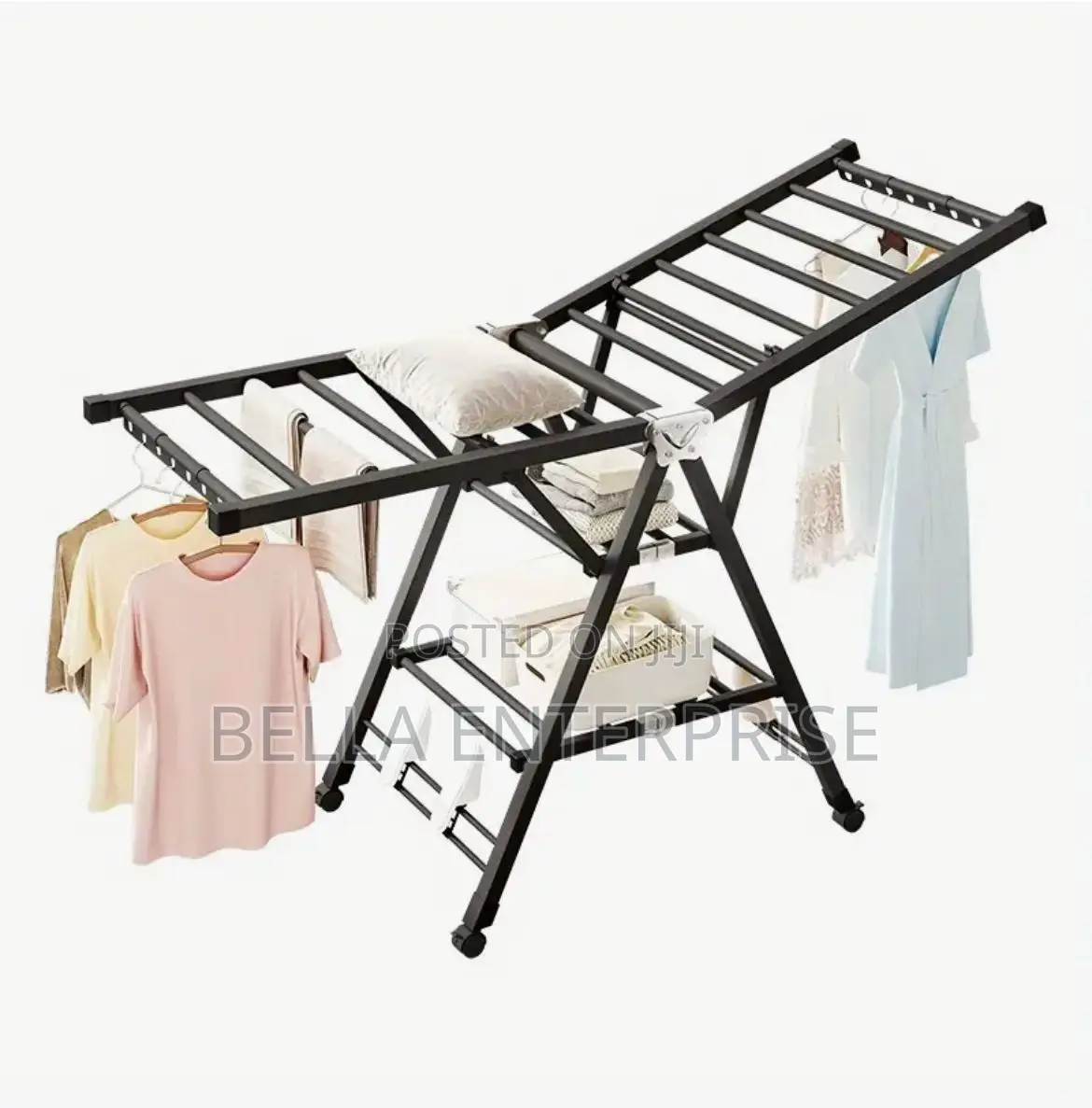 Foldable Clothes Drying Rack Floorstanding Home Indoor Clothes Hanging