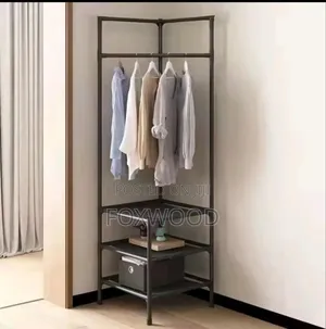 Multifunctional Metallic Corner Coat Hanging Rack