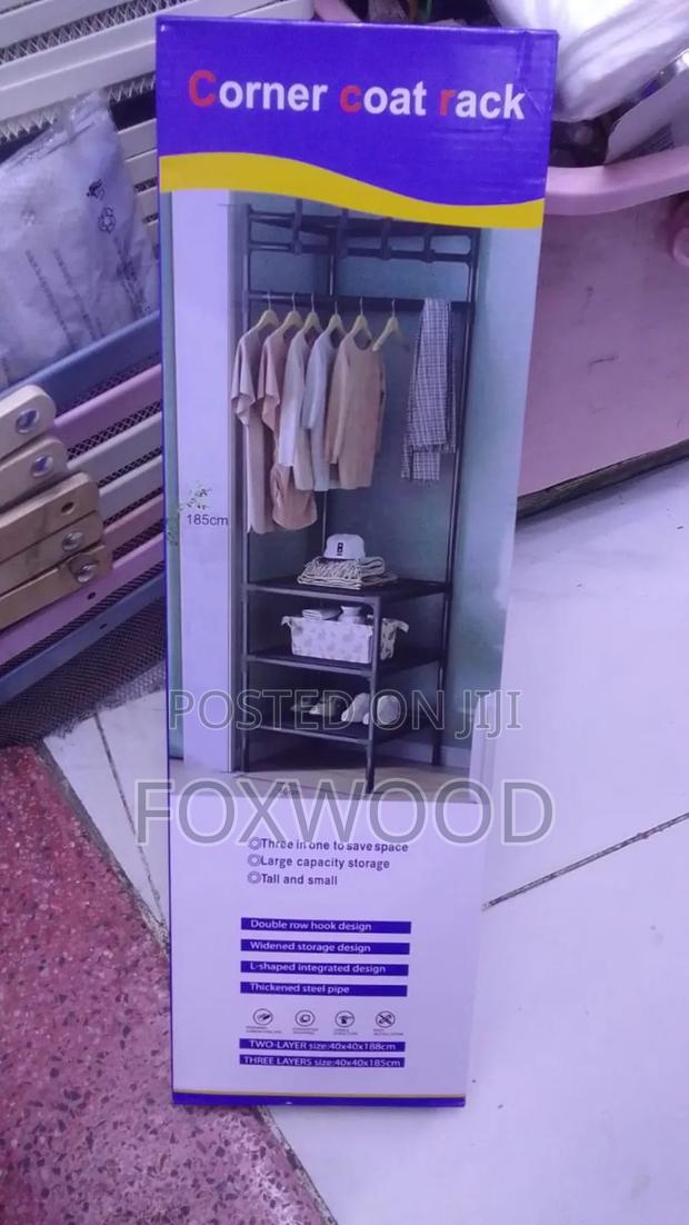 Multifunctional Metallic Corner Coat Hanging Rack - thumbnail 4