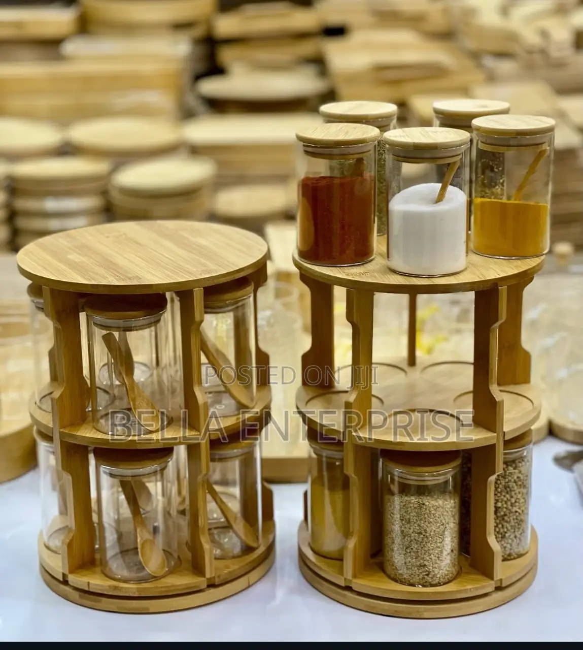 Available360 Degree Rotating Tabletop Rotating Spice Bamboo Rack