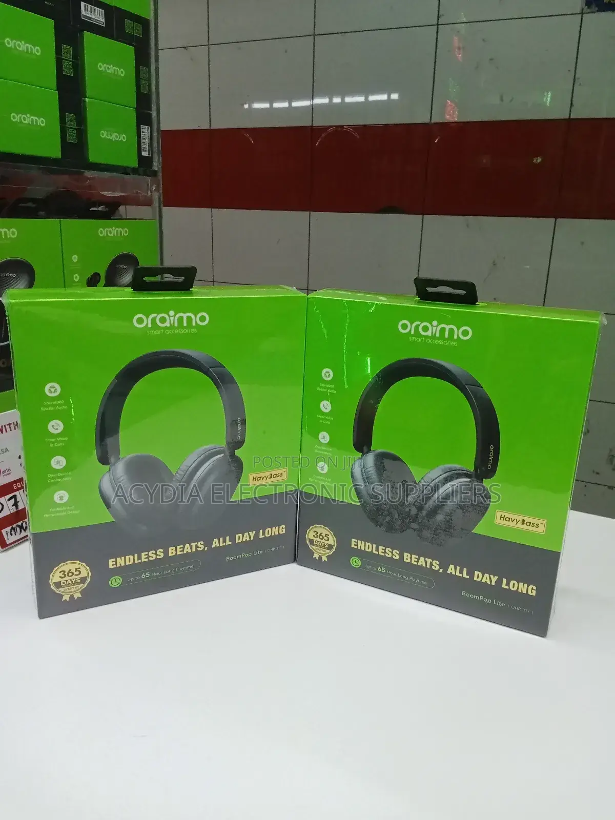 Oraimo Boompop Lite Headphones 65hours Long Playtime- Black