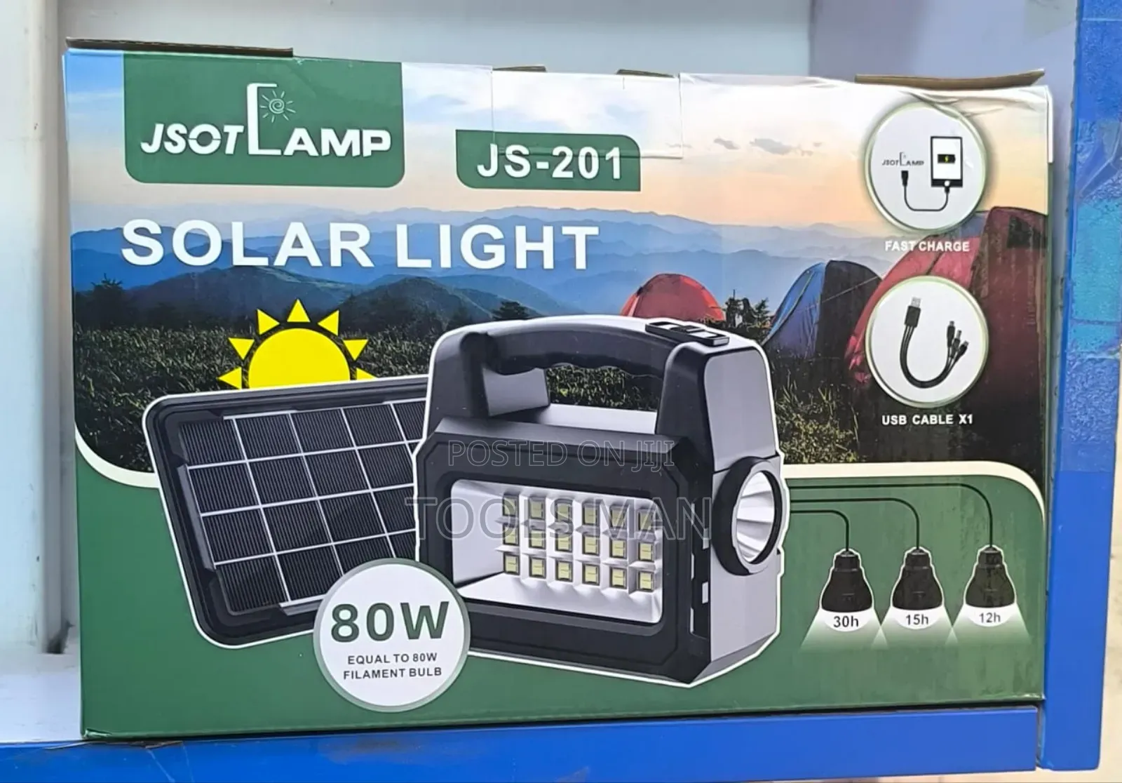 Jsot Lamp Js-201 Solar Light With 3 Bulbs and a Solar Panel.