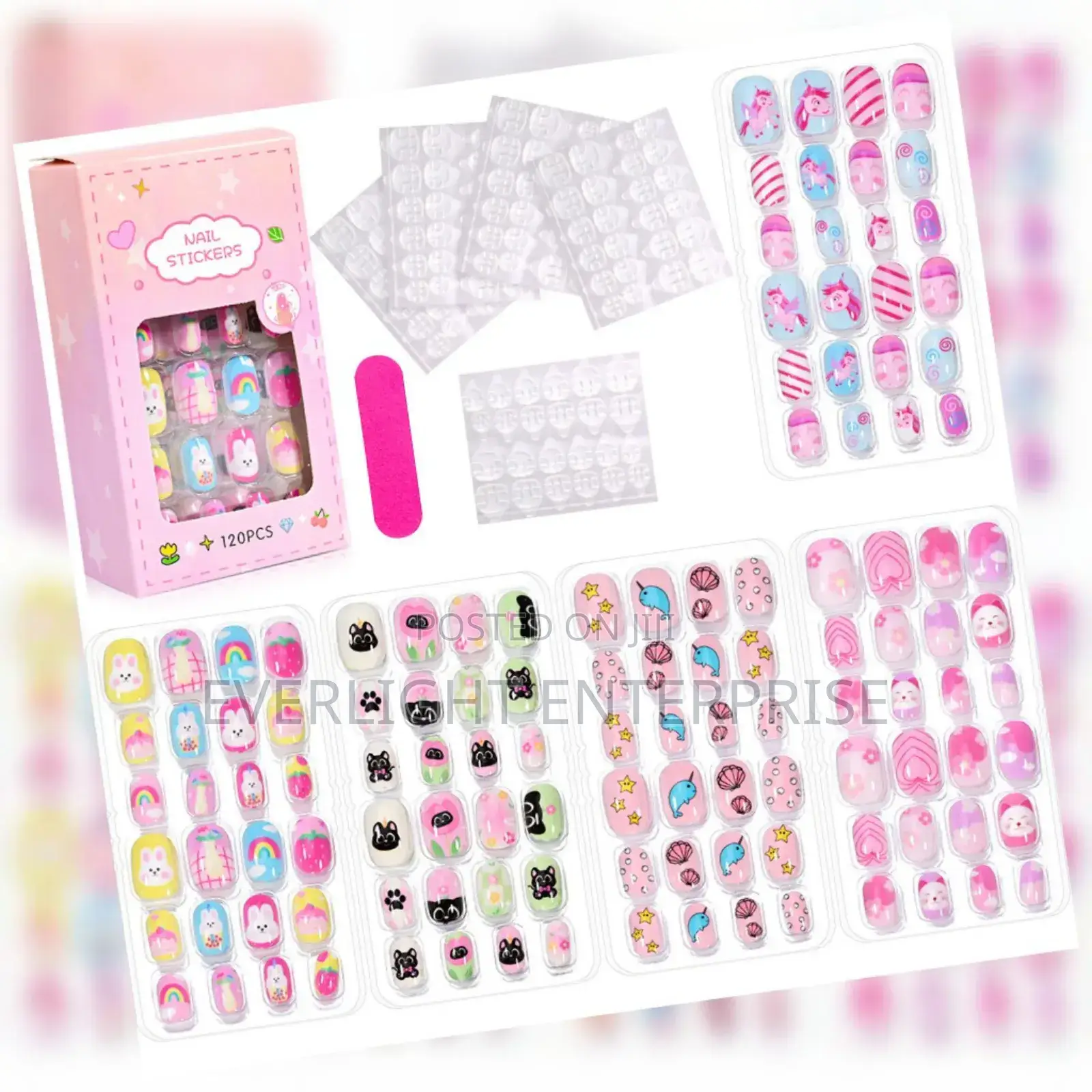 Kids Cartoon Pattern Wearing Fake Nails