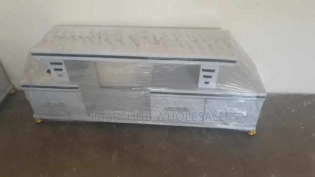 Tv Stand- White Tv Stand With Marble Coating - main view