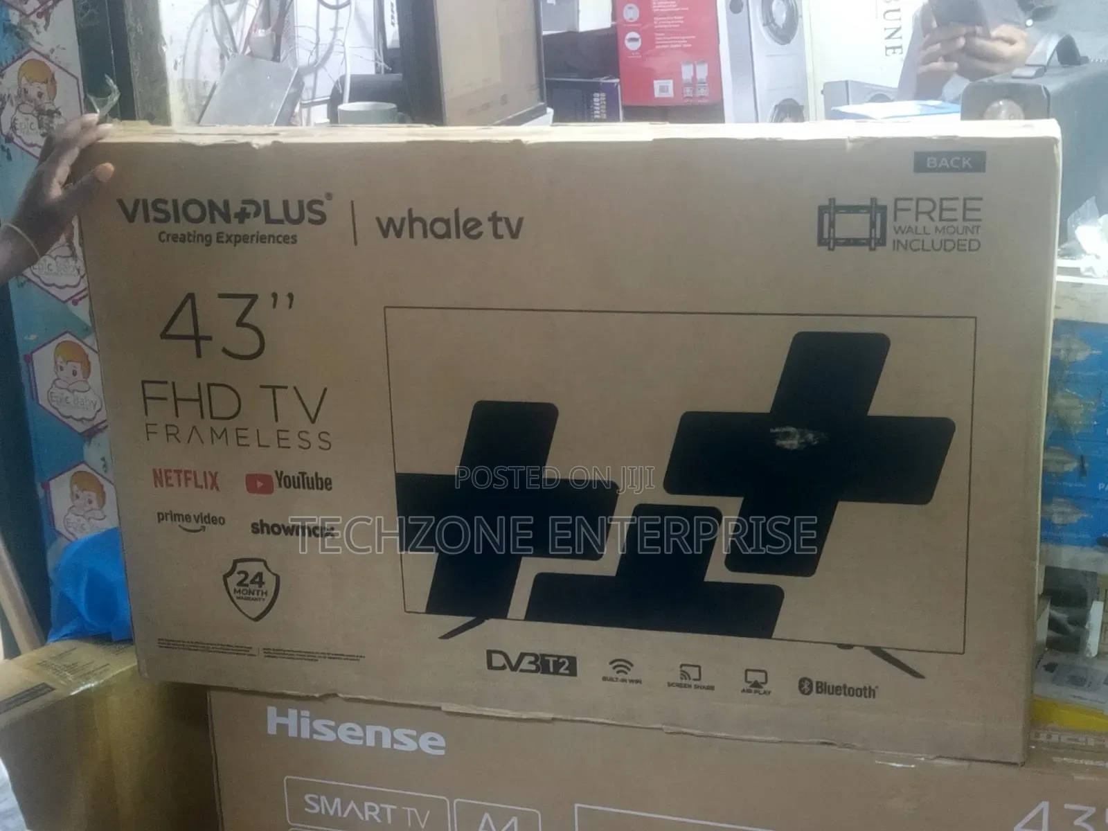 Vision 43′′ FHD Frameless Whale Tv Smart Tv With Free Wal Mount 