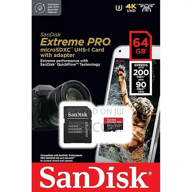 Sandisk 64gb Extreme Pro 200mbps Micro Sd With Adaptor