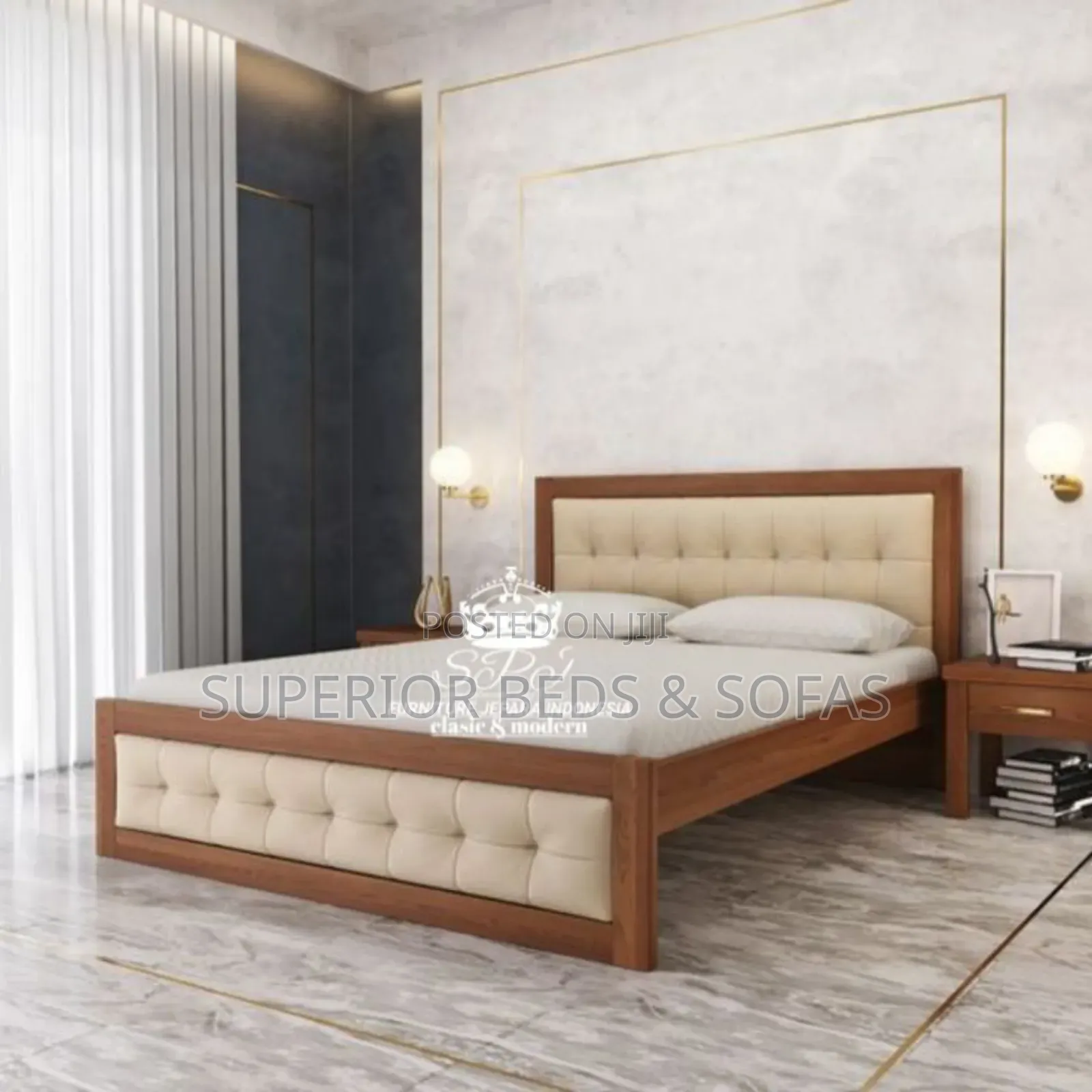 Upholstered Wooden Platform Bed