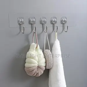 5 in 1 Strong Adhesive Wall Hooks Transparent Door Wall Hangers