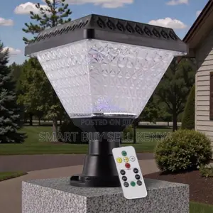 Solar Garden Post Light With Decorative Diamond Pattern