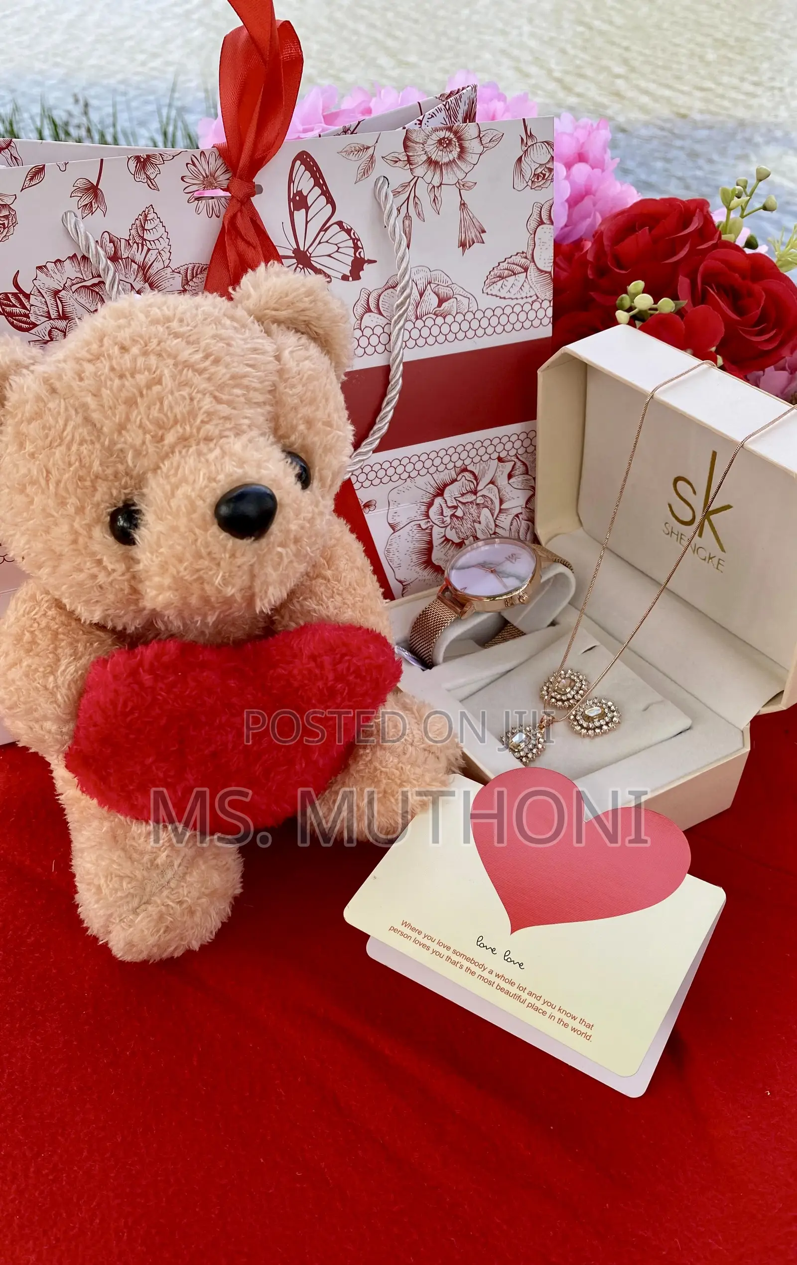 I Love You Teddy B/ Watch Accessories Ladies Gift Set 