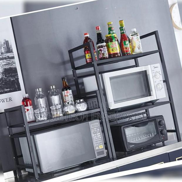 3 Layer Metallic Microwave Stand - main view