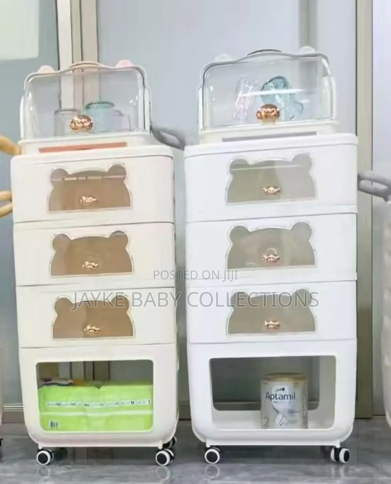 White Baby Storage Cabinet With Drying Rack Drawers