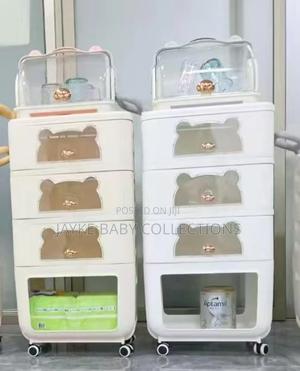 White Baby Storage Cabinet With Drying Rack Drawers - thumbnail 2