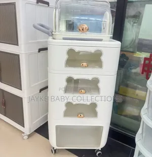 White Baby Storage Cabinet With Drying Rack Drawers