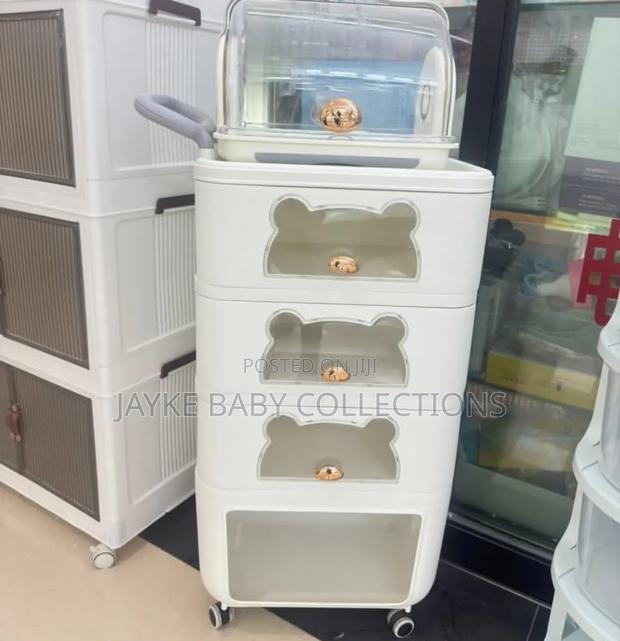 White Baby Storage Cabinet With Drying Rack Drawers - thumbnail 3